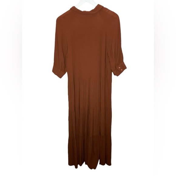 A Loves A Button Down Front Tiered Midi Shirt Dress Boho Autumn Burnt Orange L - Picture 8 of 9